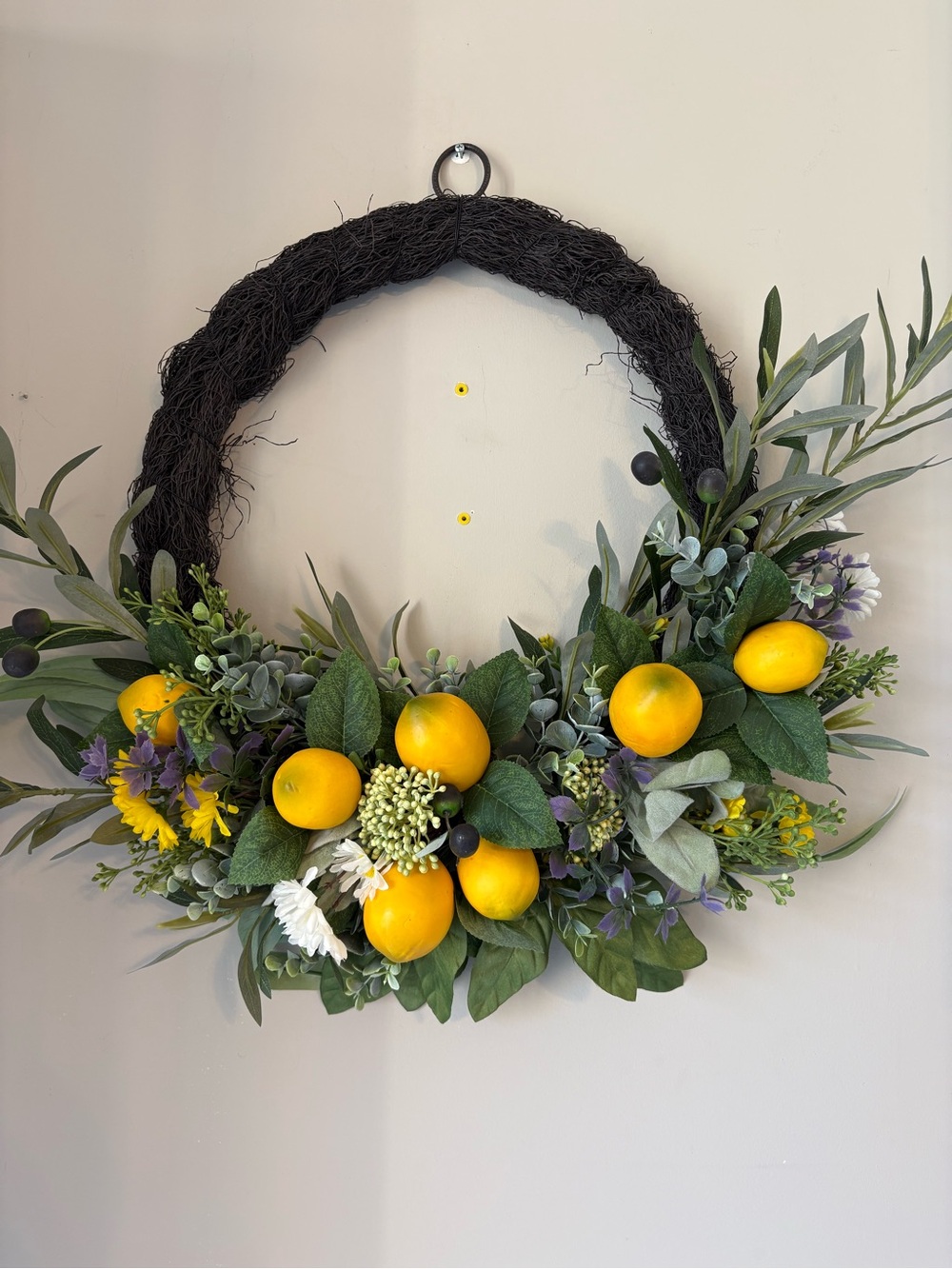 Lemon & Greenery Holiday Wreath - Yellow